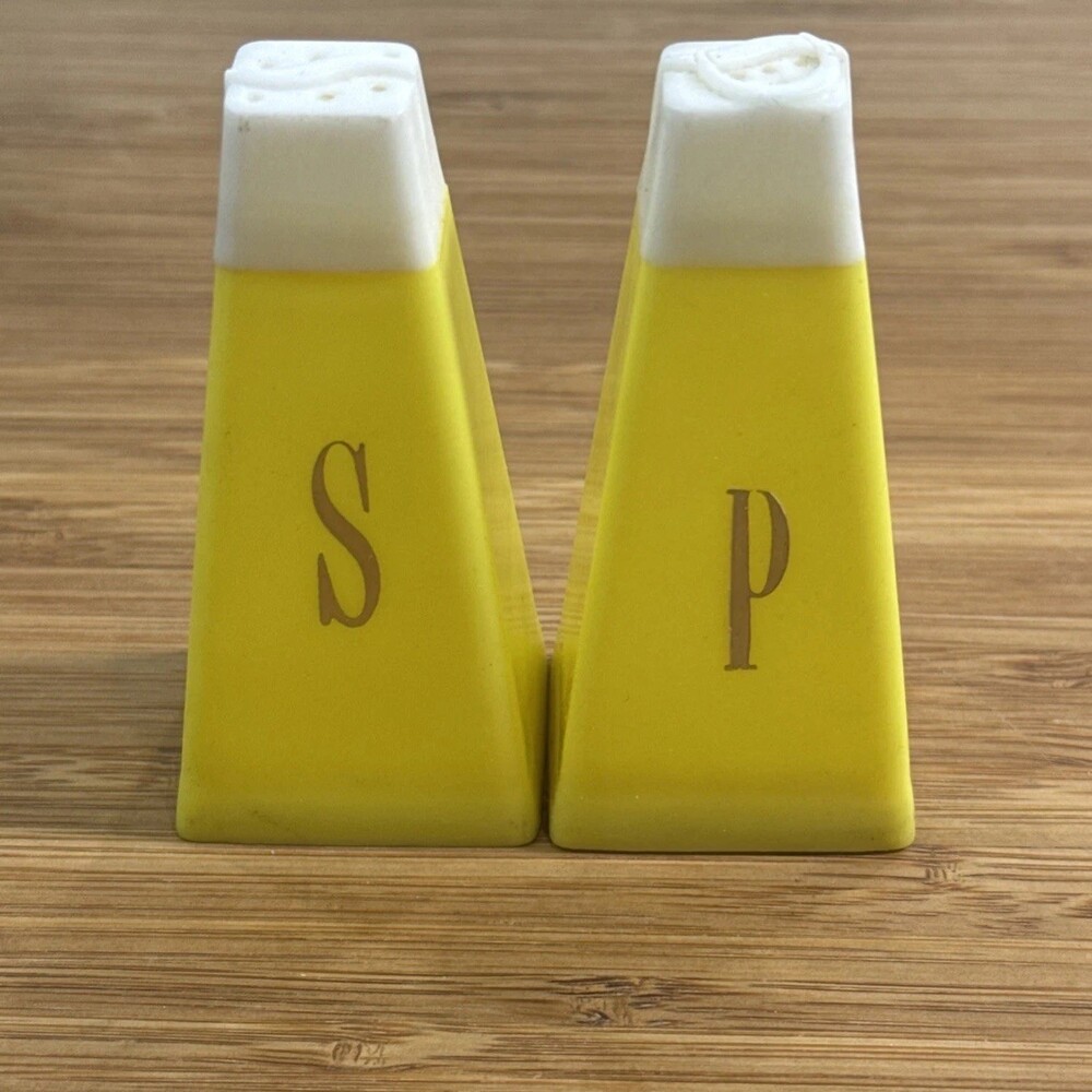 Mid Century Lemon Yellow Plastic Salt and Pepper Shakers